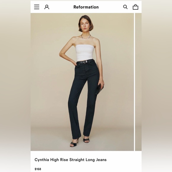 Reformation Black High Rise Straight Long Jeans - Picture 1 of 3